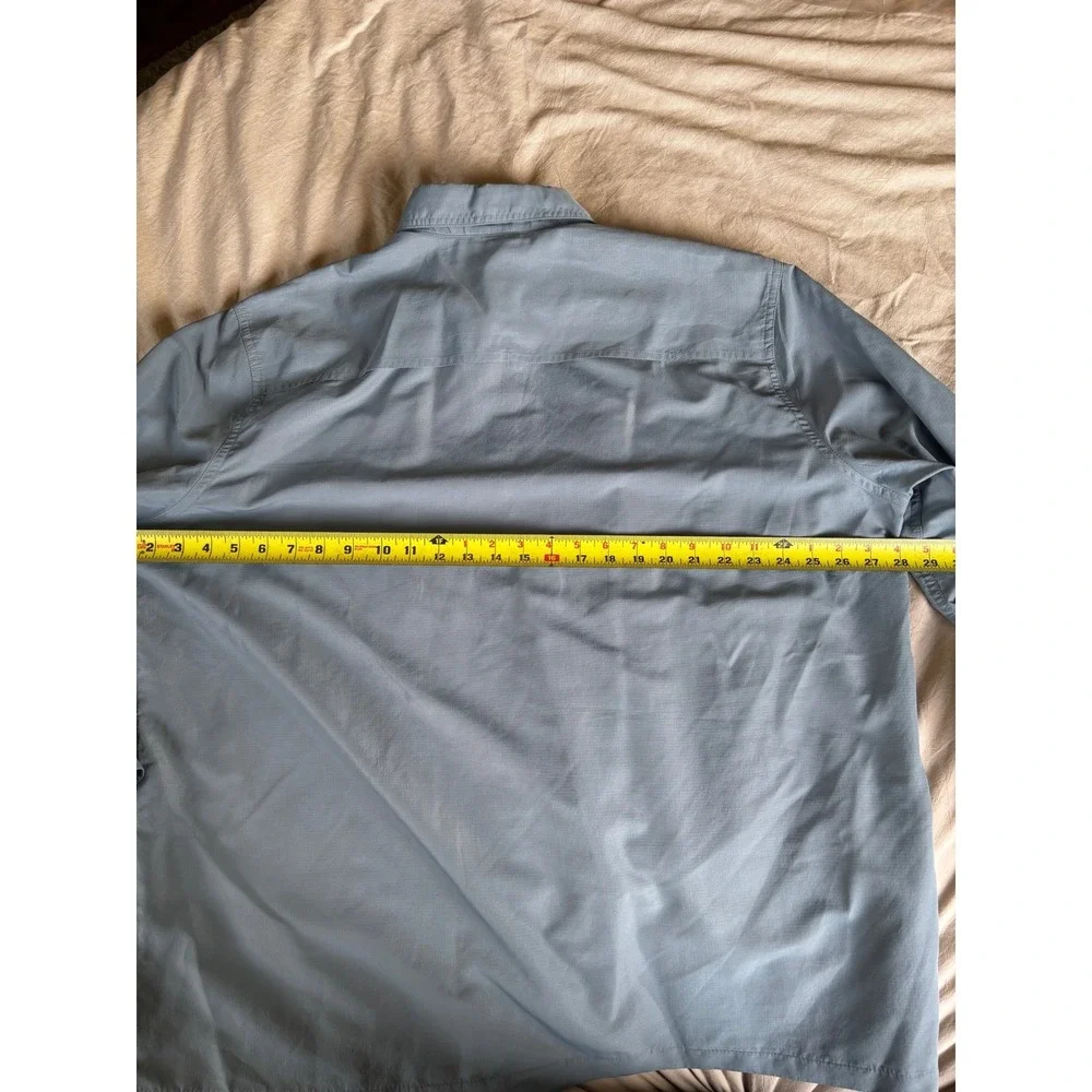 Eddie‎ Bauer Mens 2XL Blue Long Sleeve Fishing Shirt Ripstop Vented Hiking